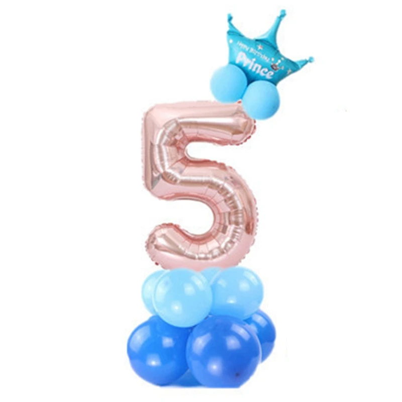 1 шт. 32 дюйма розовый и голубой номер фольги шары цифры баллоны с гелием день рождения Свадебный декор воздушные шары события вечерние поставки - Цвет: BL6