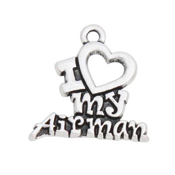 

RAINXTAR Fashion I Love My Airman Alloy Letter Charms 50pcs 20*21mm AAC611