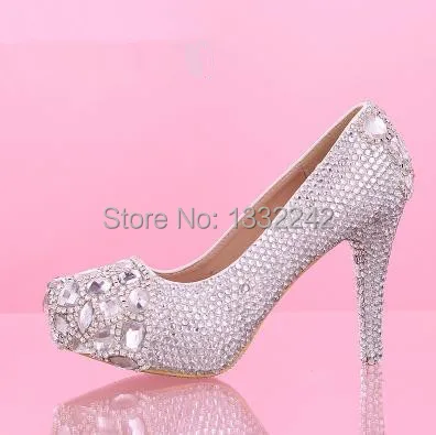 Comfortable Silver Crystal Shoes Female High Heels Las Wedding Comfortable Silver Crystal Shoes Female High Heels Las Wedding Pumps Women Bridal Autumn