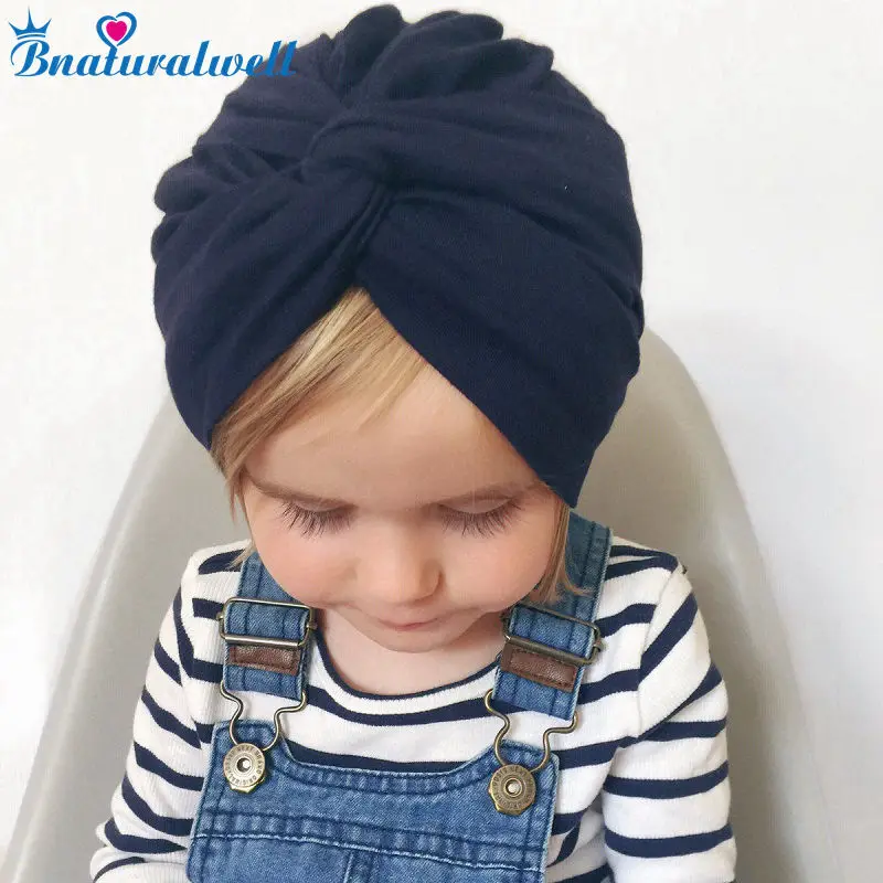 Bnaturalwell Baby Girl Turban hat Children Top Knot Beanie Hair