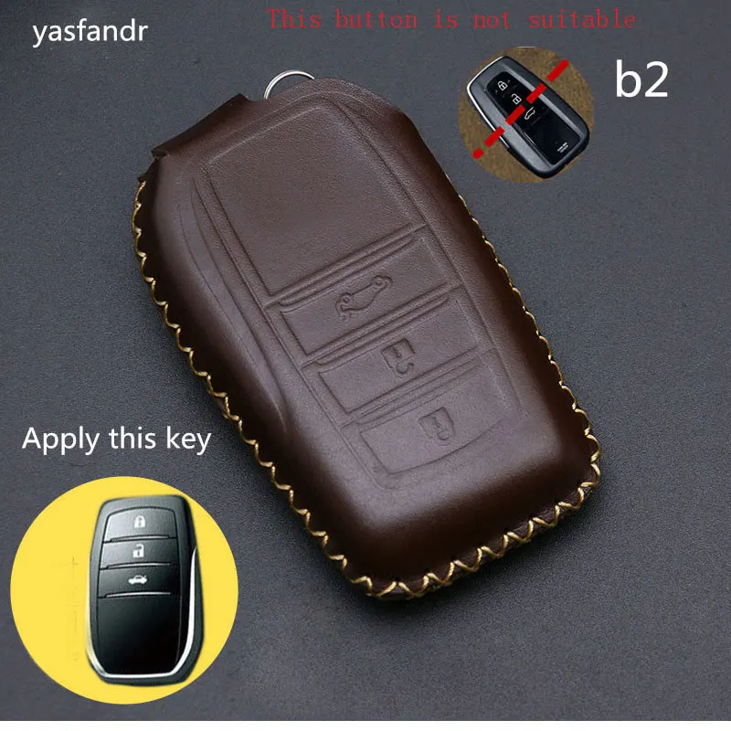 

car accessories key cover case araba aksesuar For Chr C-hr Land Cruiser 200 Avensis Auris Corolla Genuine Leather 3 Buttons