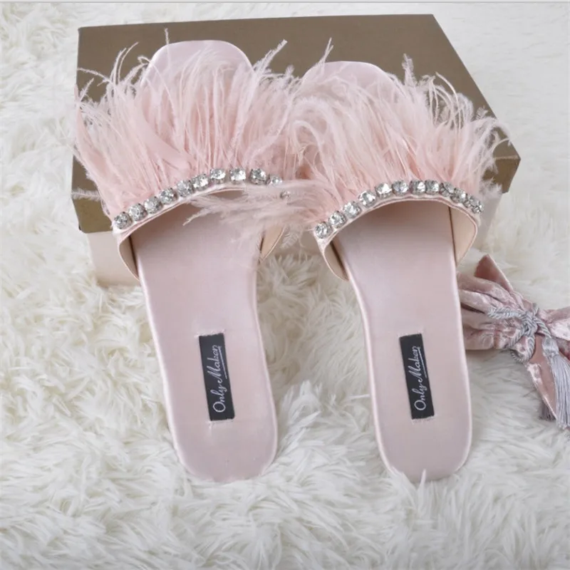marabou feather mules