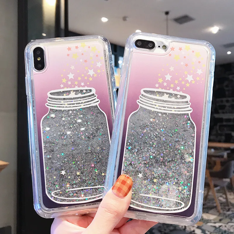 Iboily Желая бутылки чехол для iPhone X XR XS Макс жидкость зыбучие пески 6 S 7 8 плюс Bling