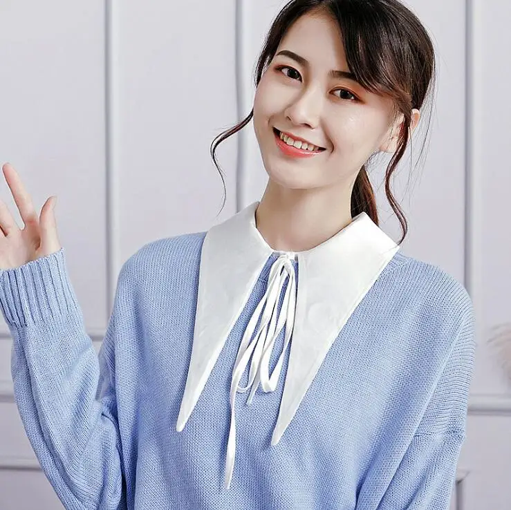 

Autumn and winter pointed silk satin bow feminine Korean fake collar