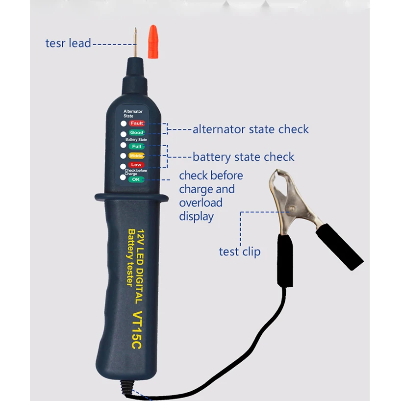 12 В автомобильный тестер батареи автоматический анализатор генератора гель свинцово-кислотная зарядка контрольная ручка диагностический инструмент 6 светодиодный цифровой вольтметр