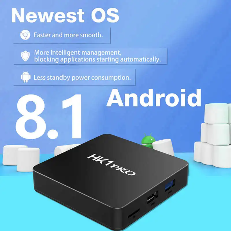 Hk1 Pro Android 8,1 Smart Tv Box Amlogic S905X2 Lpddr4 четырехъядерный процессор 2,4G и 5 Ghz Wifi Bt 100 M 4 K телеприставка