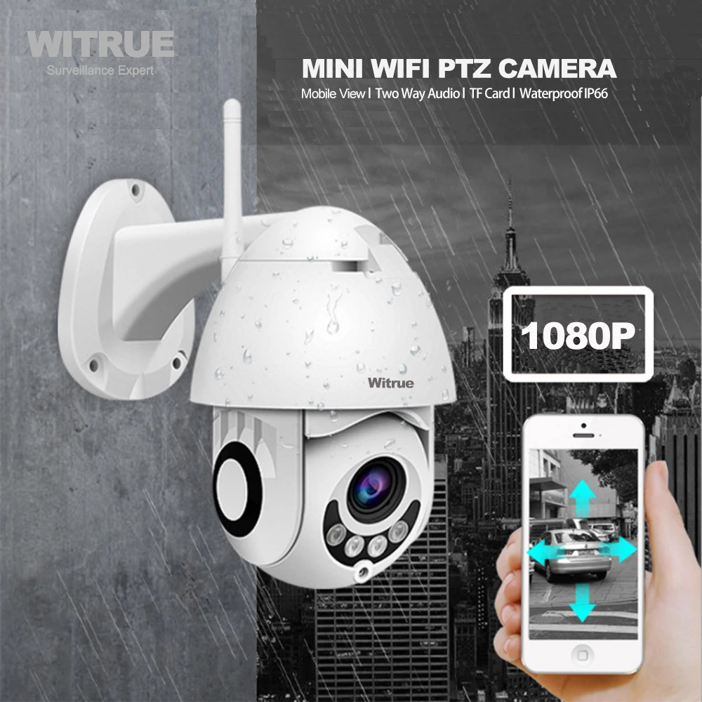 PTZ IP Camera WiFi 1080P Wireless Outdoor Dome IR Night Vision Two Way Audio TF Card Storage  CCTV Surveillance Camera Exterior