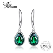 JewelryPalace 5.4ct Pera Verde Creado Nano Ruso Esmeralda Cuelga Los Pendientes Esterlina del Sólido 925 de Plata 2016 Joyería Para Las Mujeres