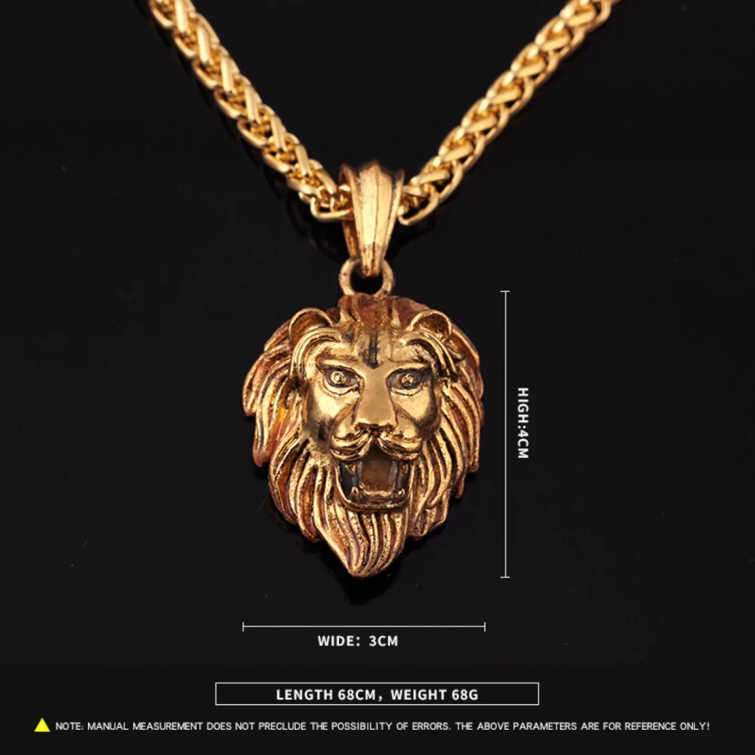 Men's Stainless Steel Luminous Glowing In The Dark Lion Head Pendant Necklace