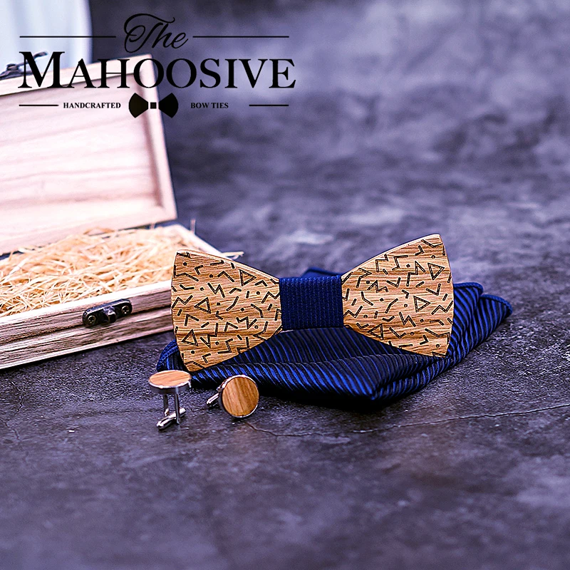  Mahoosive Wood Bow Tie Gentle men Wooden Bow Ties Set Gravatas Corbatas Butterfly Cravat For Men Wo