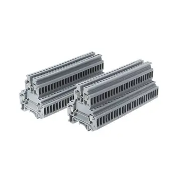 

50 Pcs UKK3 DIN Rail Double Level Dual Row Terminal Block 500V 25A 28-12AWG Gray