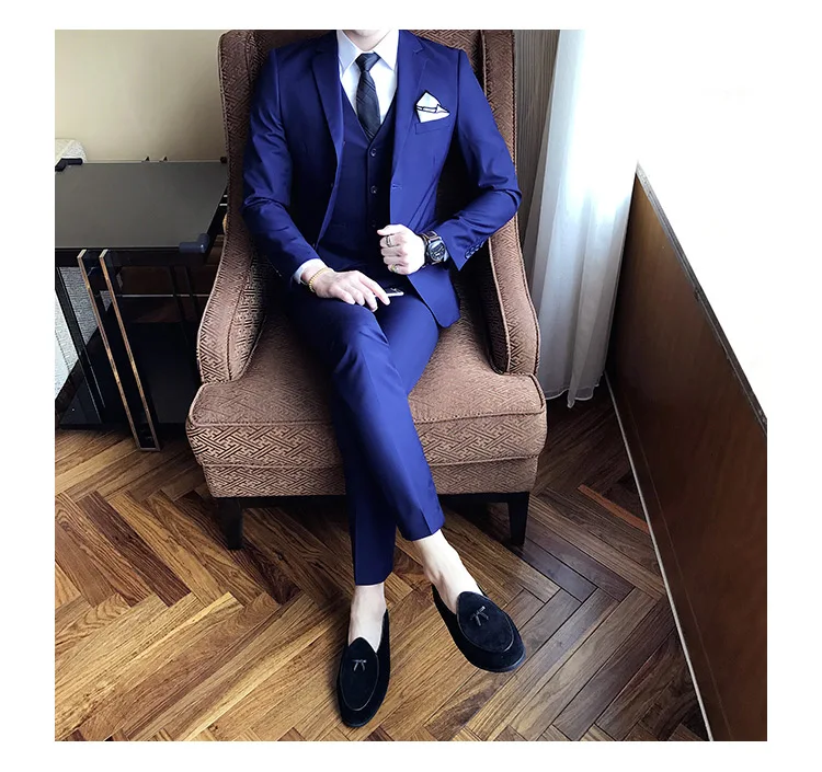 slim fit male 3 piece suits wedding dress Men's Business Casual jacket Wedding Prom Dinner Gown Wear Suits Groomsman tuxedos