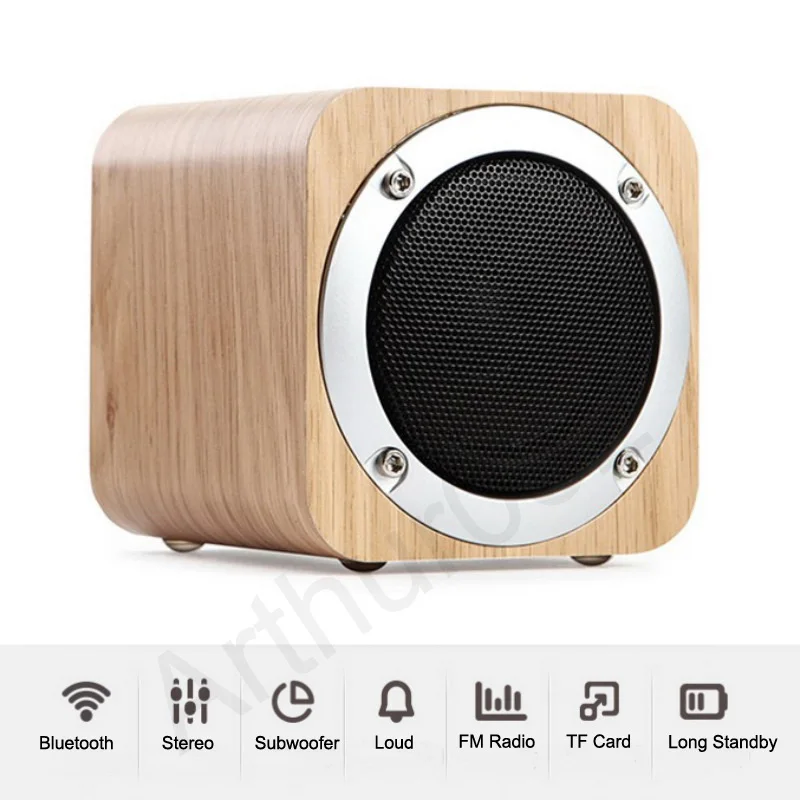 Wholesale Retro Wooden Mini Bluetooth Speaker Outdoor Stereo Sound Bar 6W Wireless Hifi Speaker 