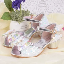 Для девочек летние сандалии детская модная универсальная принцессы танцевальная обувь, женские детские кожаные сандалии с Бантом Летняя обувь