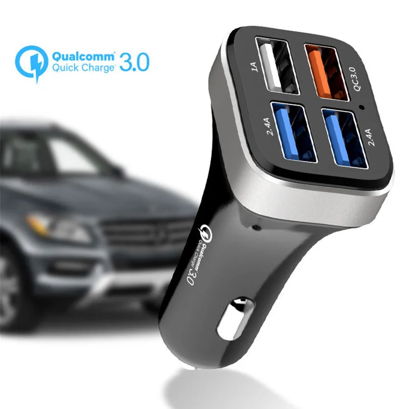 Автомобильное зарядное устройство с 4 USB портами быстрая зарядка 3 0 умное для iPhone