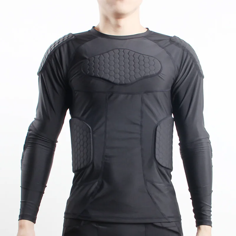 Мягкая компрессионная рубашка ребра защита груди для футбола баскетбола пейнтбола велоспорта Мужская мягкая компрессионная Рубашка Защитная - Цвет: Черный