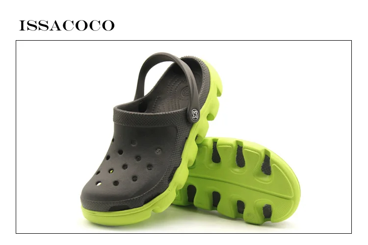 ISSACOCO/Коллекция года; шлепанцы; обувь с отверстиями; сандалии; мужские сандалии с отверстиями; Мужская дышащая пляжная обувь; zapatos hombre Pantuflas Chinelo