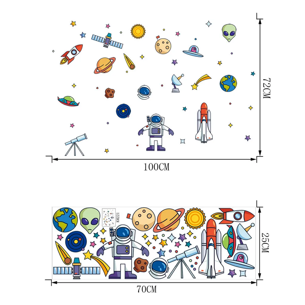 Настенные наклейки космический корабль инопланетянин ракета робот декоративный мультфильм детская комната украшение стены окно украшение - Цвет: Multicolor