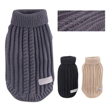 

Pet Warm sweater with High collar winter solid color Simple Costume Pajamas Chihuahua Knitwear Apperal pet clothes For Puppy W1