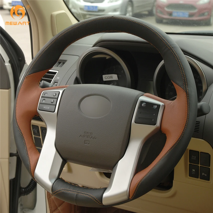 Черно коричневая кожа Чехол рулевого колеса автомобиля для Toyota Land Cruiser Prado 4runner 2010