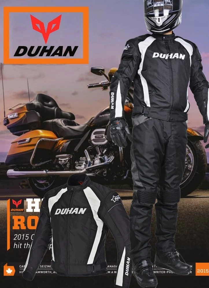 DUHAN moto rcycle Racing теплые защитные байкерские куртки и брюки костюмы 600D Оксфорд хлопок лайнер комплект одежды