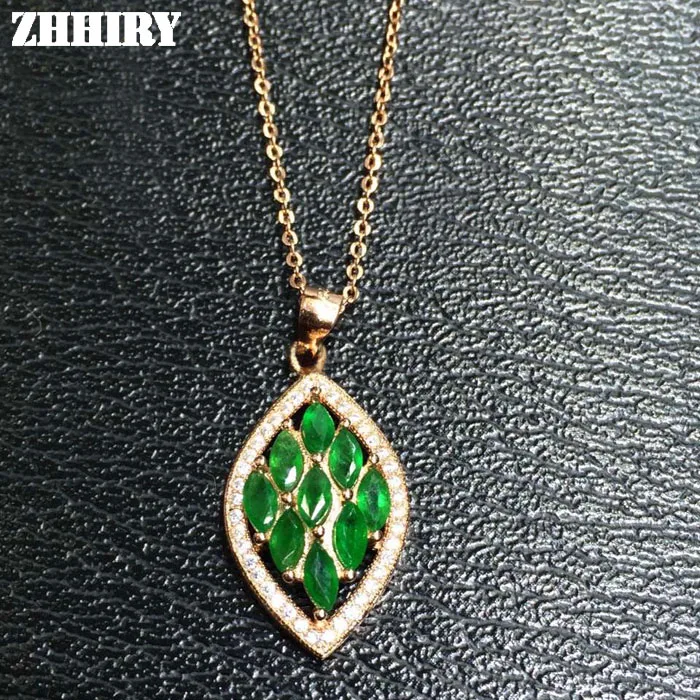

Natural Emerald Pendant Necklace Genuine 925 Sterling Silver Precious Stone Fine Jewelry Royal May Birthstone