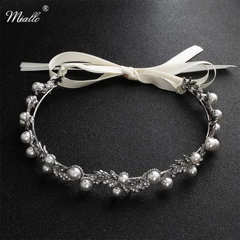 

Miallo Classic Austrian Crystal Flower Vine Tiaras and Crowns Wedding Hair Accessories Peals Headpieces for Women
