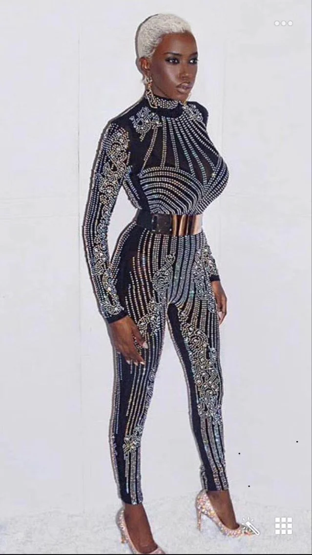 High Quality Celebrity Black Blue Khaki Hand Made Beading Bodycon