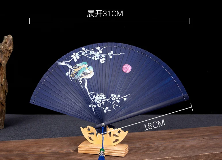 Винтажный китайский стиль Бамбуковый Ручной Карманный вентилятор японский полый расписной Складной вентилятор светильник подарки на день рождения вечерние украшения для дома LF370 - Цвет: bird