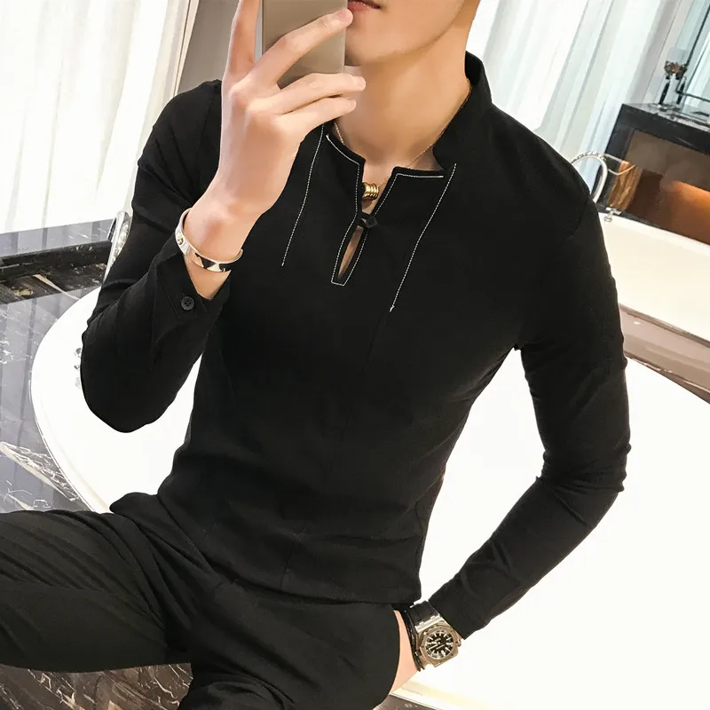 Новинка 2017 года Стенд воротник Рубашки для мальчиков мужские белые Camisa