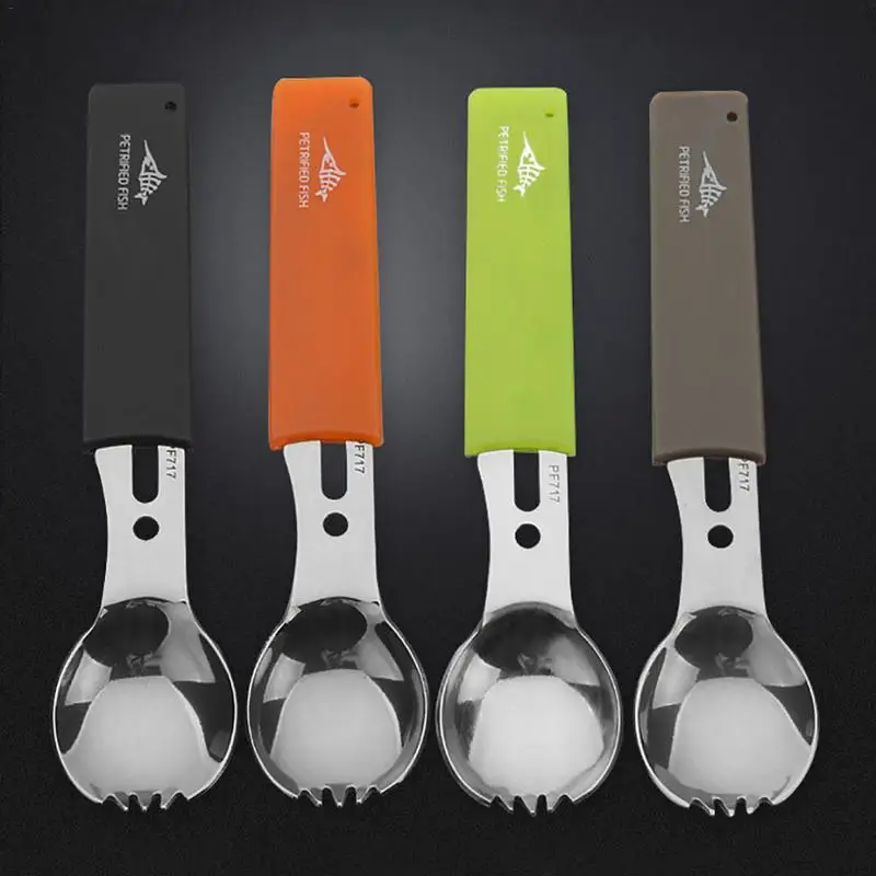 

Multi Functional Outdoor Stainless Steel Camping Tableware Knife And Spoon 2 In 1 Outdoor Tableware Set