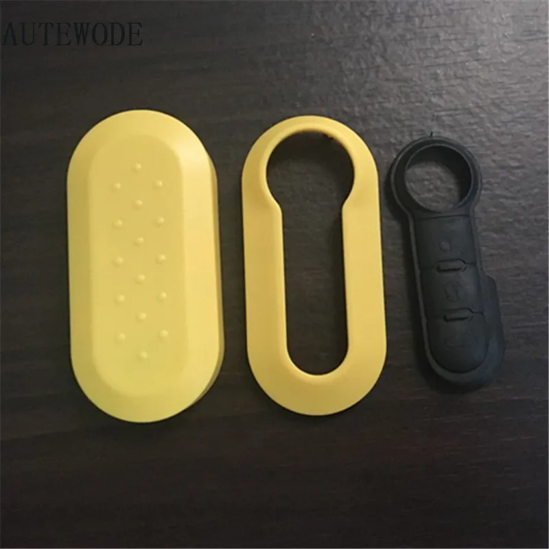 

AUTEWODE Yellow Car key shell fits for Fiat 500 3 buttons remote Alarm Keyless Entry Fob Plastic material 1pc