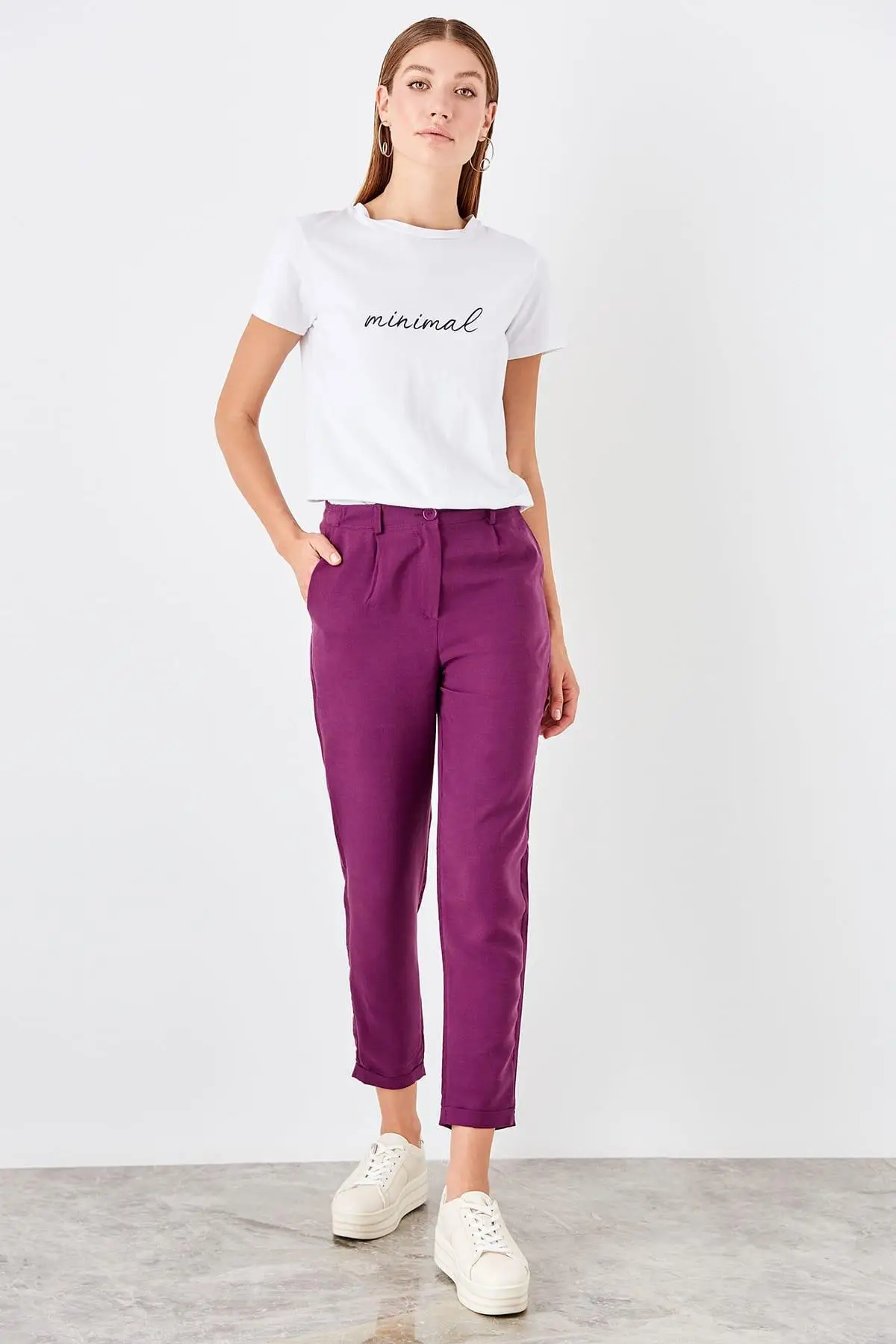 Trendyol Mürdüm Liyosel Carrot Pants TOFSS19ST0009