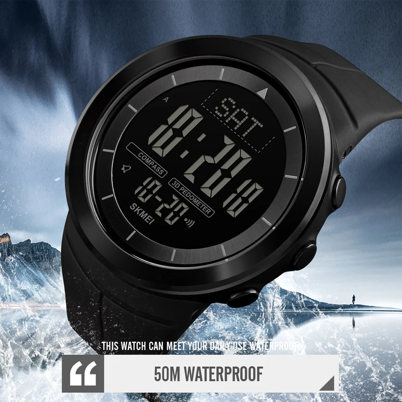 Men's Watch Digital Waterproof Compass Calorie Stopwatch Sport Wrist Watches Fashion Men Bracelet Top Brand SKMEI Watch Clock