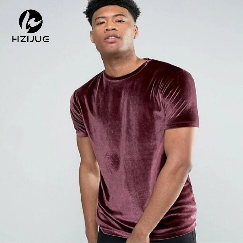 

HZIJUE 2018 men short sleeve velour t shirt Famous stars style t-shirt men