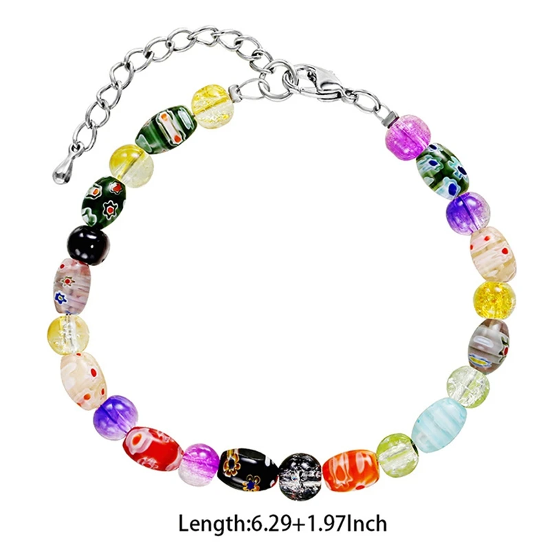 

Coloured Glass Ceative Girl Beads Bracelet Accessories Wholesale Women's Wrist Ornaments Glaze Jewelry Chain Drop Shipping Hot