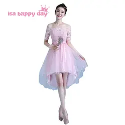 Сладкий 16 с коротким рукавом с плеча Высокая Низкая светло-розовый подходящее для выпускнова бала платья подросток стили платьев 2019 платье