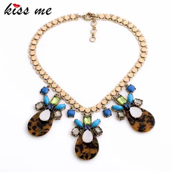 

Wholesale Vintage Jewelry 2016 New Leopard Resin Stone Pendants Choker Necklace Maxi Wholesale Store
