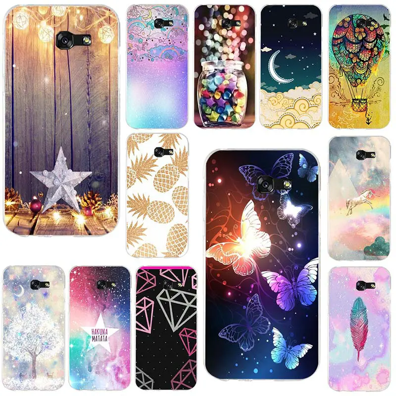 Soft TPU Phone Case Pink Cute Diamonds Star Abstract For Samsung Galaxy A3 A5 A7 J1 J2 J3 J4 J5 J6 J7 2016 2017 2018 Coque Shell |