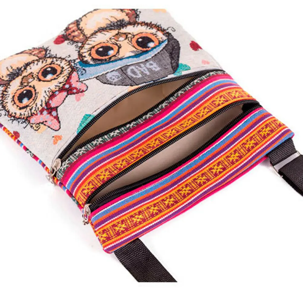 Новая сумка на плечо с милой совой Женская холщовая мессенджер в китайском стиле