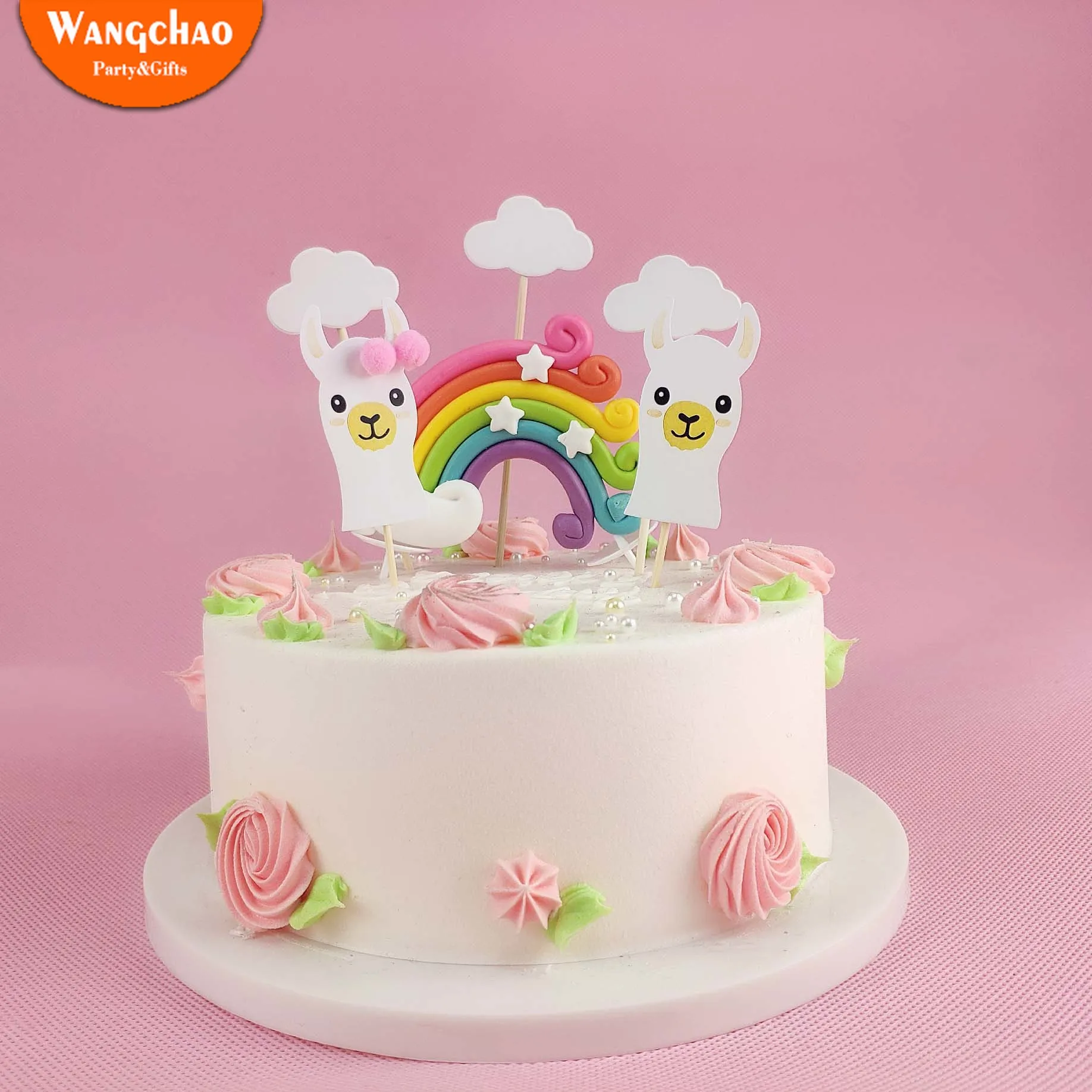 

10pcs/bag Llamas Cake Topper Rainbow Clouds Cupcake Toppers Foam Balloon Cake Decoration Wedding Birthday Party Supplies