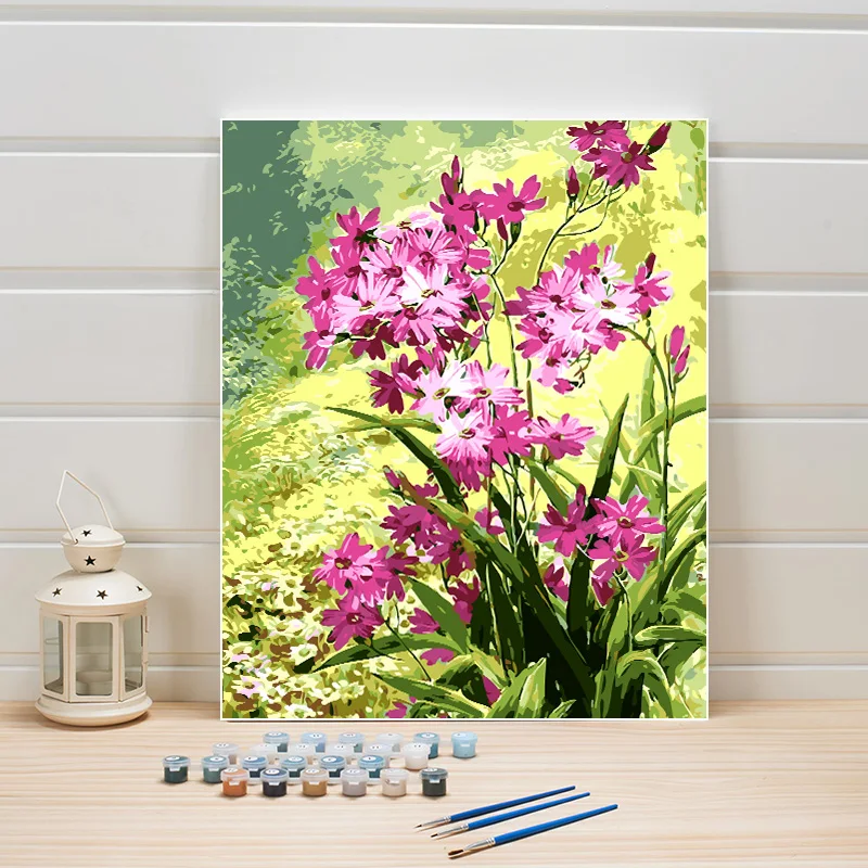 

Painting By Number Pastoral Flower On Linen Canvas Hand Painted Creative Arts Crafts Digital Module Coloring Home Decoration