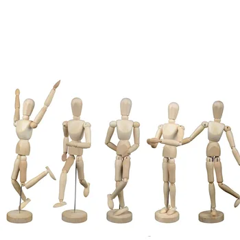 

4PCS/LOT Novelty special products wooden multi-size wooden people decorate the joint puppet people's toys home decoration