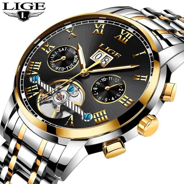LIGE Mens Watches Top Luxury Brand Automatic Mechanical Watch Men Full Steel Business Waterproof Sport Watches LIGE Mens Watches Top Luxury Brand Automatic Mechanical Watch Men Full Steel Business Waterproof Sport Watches Relogio Masculino