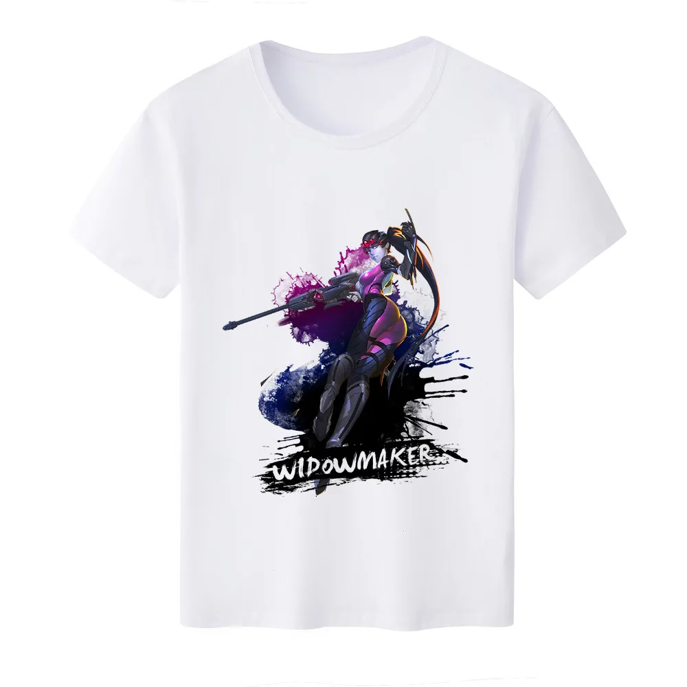 

2019 Hot Game OW Widowmaker T-shirt Cosplay Short Sleeve O-Neck T shirt Tee Anime Summer Top White Tees For Men/Woman