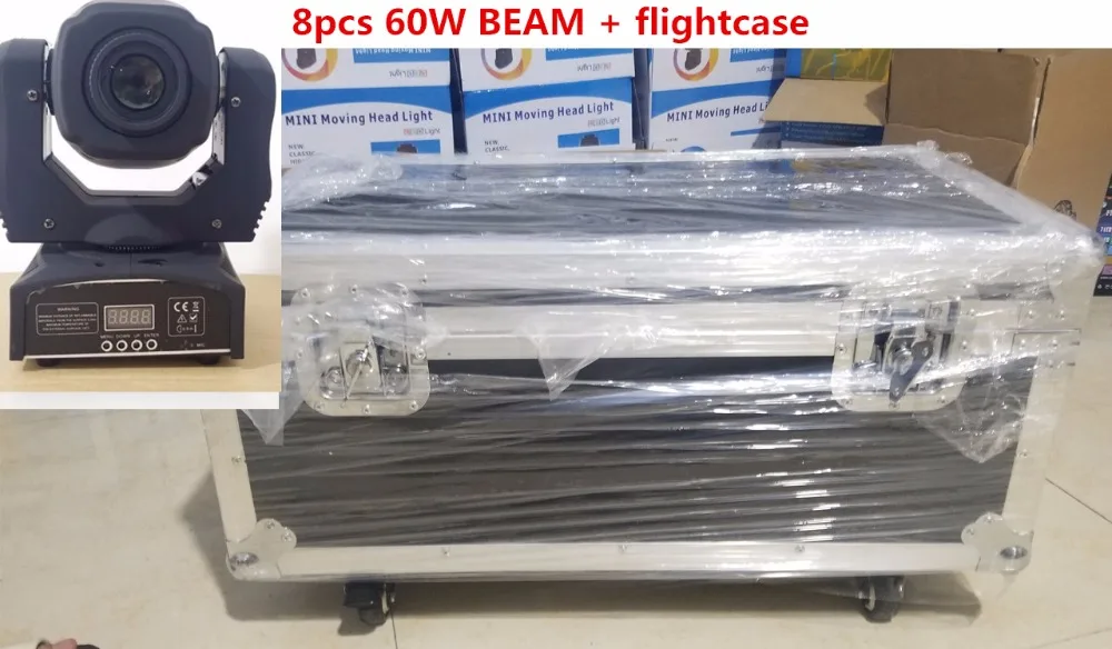 

8pcs 60W + flightcase LED Spot Moving Head Light/USA Luminums 60W LED DJ Spot Light dmx
