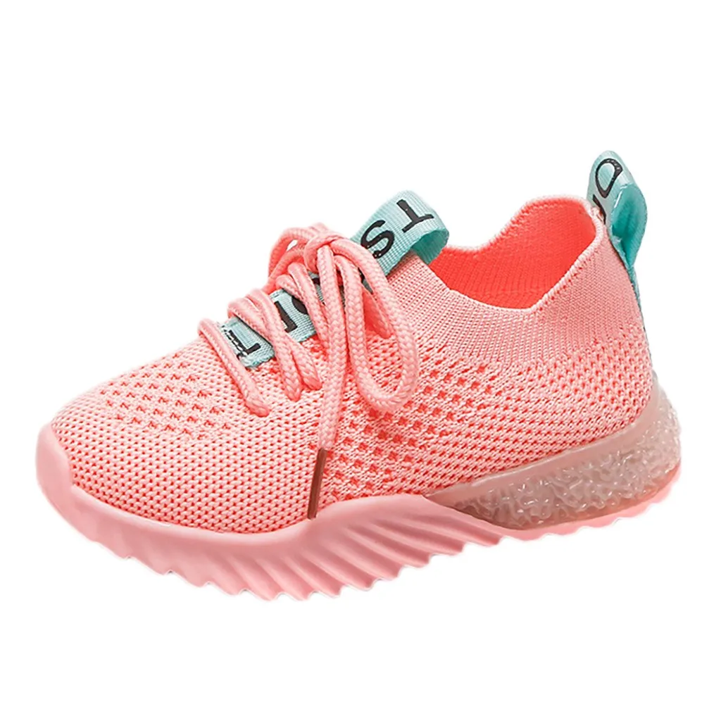Детские кроссовки для маленьких мальчиков и девочек; Светящиеся спортивные кроссовки с буквенным принтом; Светящиеся кроссовки - Цвет: Pink