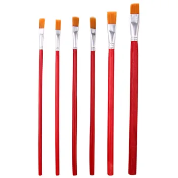 

MODYCON 6 Pcs/Set Kids Student Watercolor Gouache Painting Pen Nylon Hair Red Wooden Handle Paint Brush Set Drawing Art Supplies
