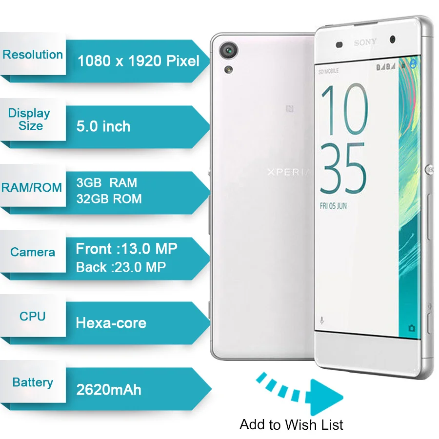 Original Sony Xperia X F5121 5,0 pulgadas 3 GB RAM 32 GB ROM Android Hexa-core 23MP Cámara 2600 mAh desbloqueado Sim del teléfono móvil Original Sony Xperia X F5121 5,0 pulgadas 3 GB RAM 32 GB ROM Android Hexa-core 23MP Cámara 2600 mAh desbloqueado Sim del teléfono móvil