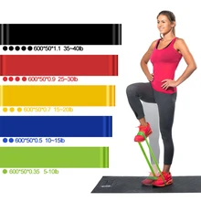 Bandas de resistencia para Fitness, 5 unidades de goma de látex para ejercicio físico, 0,35-1,1 m
